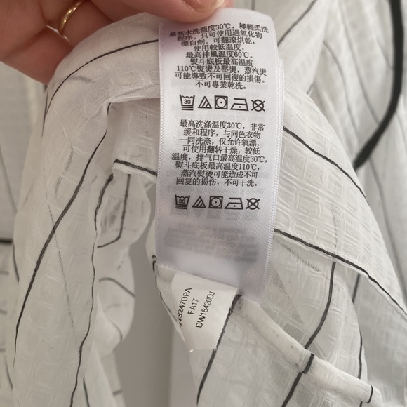 DKNY Sheer Black Striped Tie Front Blouse - Picture 6 of 13